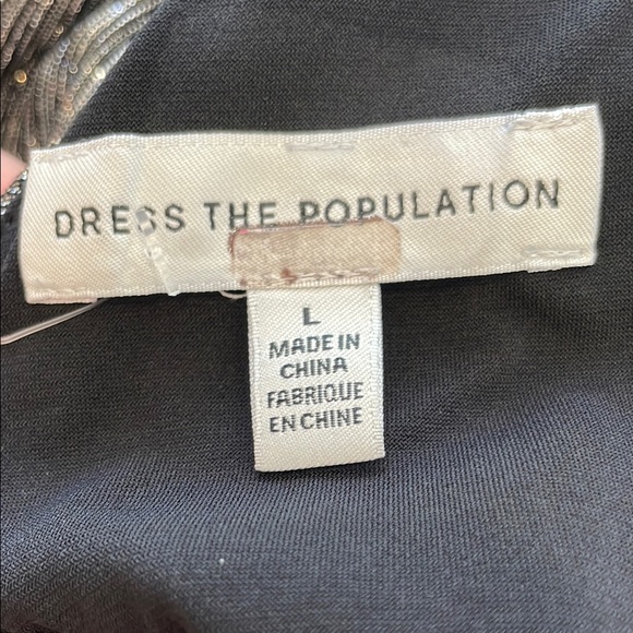 Dress the Population Kienna Metallic One Shoulder Mini Dress, Size L - Picture 2 of 5